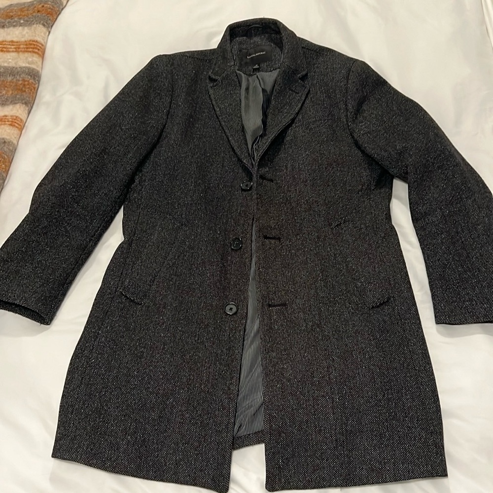 Banana Republic Men’s Topcoat in Grey/Black (Medium)